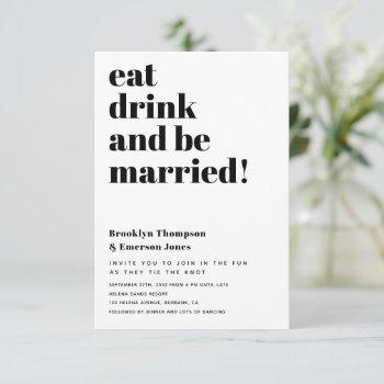modern eat drink be married funny qr code wedding invitation