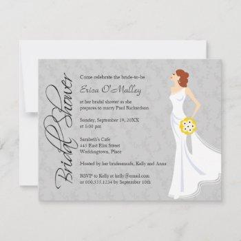 modern elegance bridal shower gray invitation