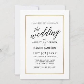 Small Modern Elegant Calligraphy Wedding Black And Gold Front View