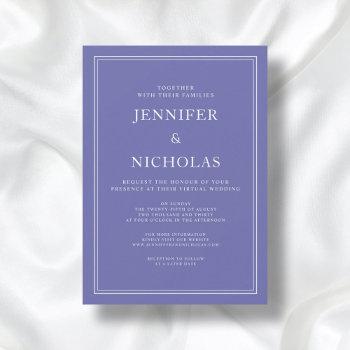 modern elegant formal purple virtual wedding invitation