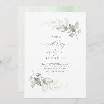 modern elegant greenery minimalist wedding invitation