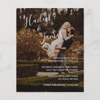 modern elegant photo budget wedding invitation