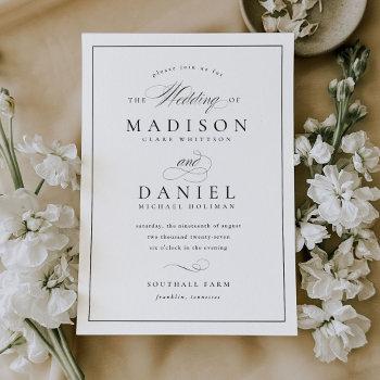 modern elegant script classic wedding invitation