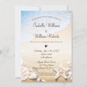 modern elegant tropical beach starfish wedding invitation