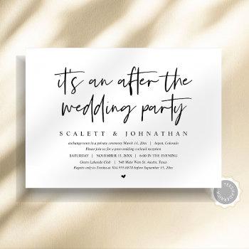 modern elopement, after the wedding party invitation