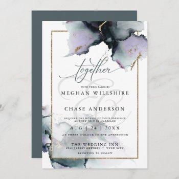 modern ethereal muted amethyst and slate blue invitation