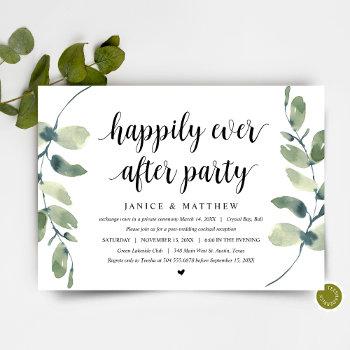 Small Modern Eucalyptus, Black, Wedding Elopement Party Front View