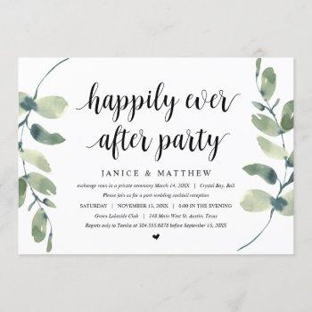 modern eucalyptus, black, wedding elopement party invitation