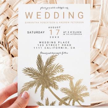 Small Modern Faux Gold Palm Trees Elegant Wedding Front View