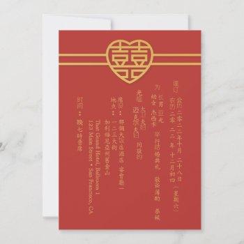 modern happiness chinese wedding vertical text invitation