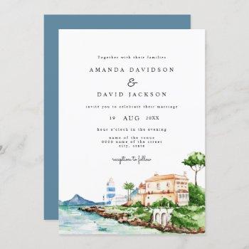 modern mediterrenean beach summer greek wedding invitation