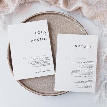 modern minimalist all in one wedding invitation