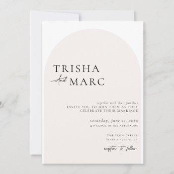 modern minimalist arch wedding  invitation