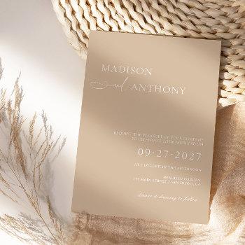 modern & minimalist beige boho wedding invitation