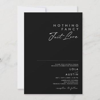 modern minimalist | black nothing fancy wedding invitation