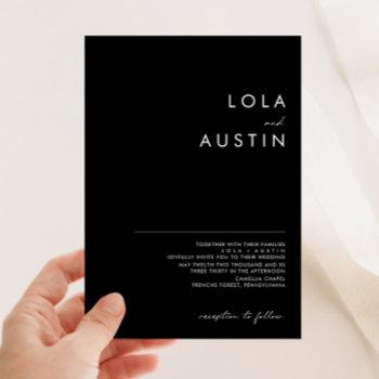 modern minimalist | black wedding invitation