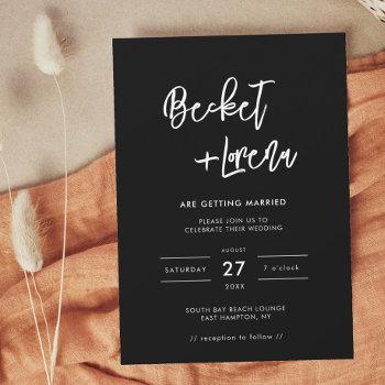 modern minimalist black wedding invitation