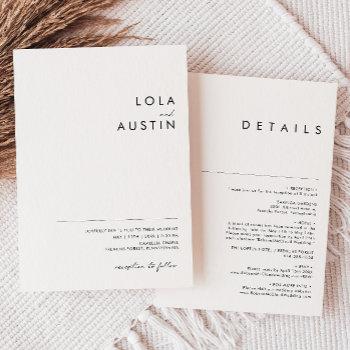 modern minimalist casual all in one wedding invitation