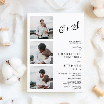 modern minimalist casual initials photo wedding invitation