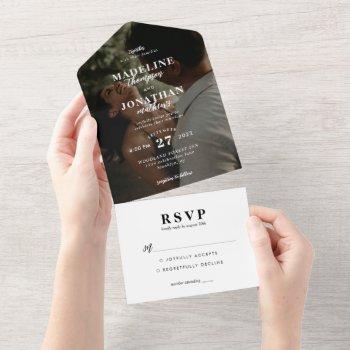 modern minimalist classy photo wedding rsvp all in one invitation