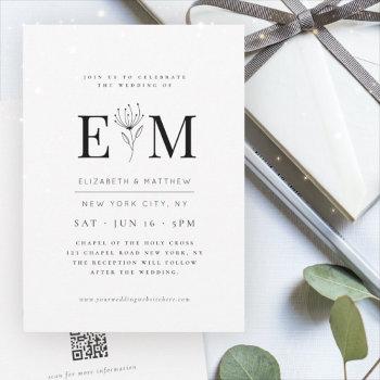 modern minimalist elegant chic foliage wedding invitation