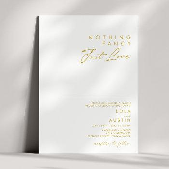 Small Modern Minimalist Gold Font Nothing Fancy Wedding Front View