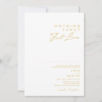 modern minimalist gold font nothing fancy wedding invitation