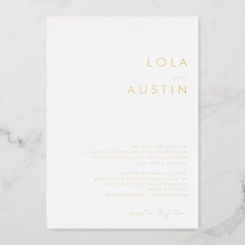 modern minimalist | gold traditional wedding real foil invitation