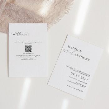 modern & minimalist qr code all in one wedding  invitation