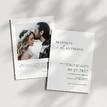 modern & minimalist qr code photo wedding invitation