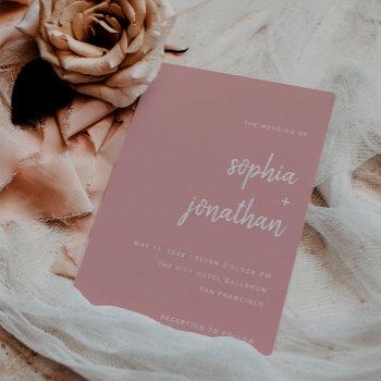 modern minimalist script dusty rose | wedding invitation