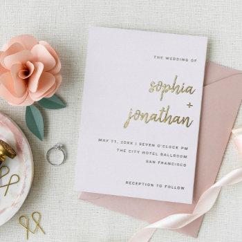 modern minimalist script | wedding gold foil invitation