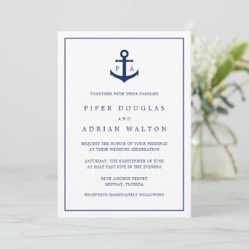 modern monogram nautical anchor elegant wedding invitation