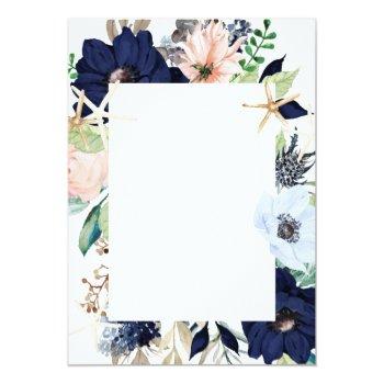 Small Modern Nautical Floral | Silver Foil Navy Wedding Foil Front View