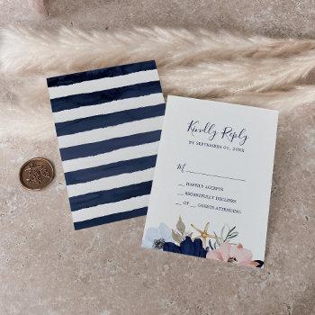 Small Modern Nautical | Floral Simple Rsvp Front View