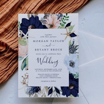 modern nautical | floral wedding invitation
