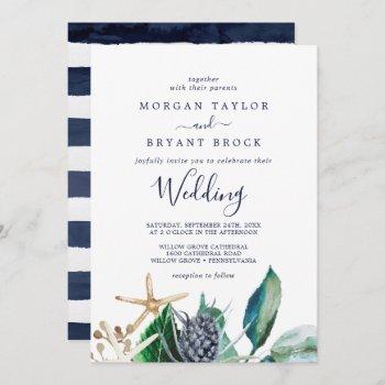 modern nautical | greenery wedding invitation