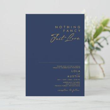 modern navy blue | gold  nothing fancy wedding invitation