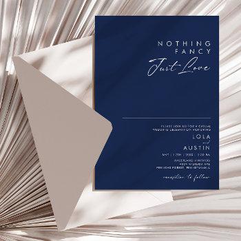 modern navy blue | silver nothing fancy wedding invitation