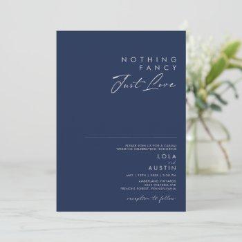 modern navy blue | silver nothing fancy wedding invitation