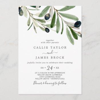 modern olive wedding invitation