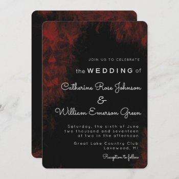 modern passionate red 'n black wedding invitation