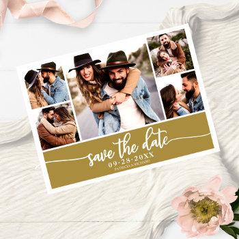 Small Modern Photo Collage Wedding Save The Date Post Front View