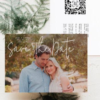 Small Modern Photo Custom Qr Code Save The Date Front View