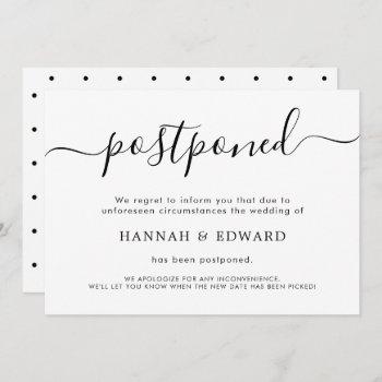 Small Modern Postponed Wedding Announcement Front View