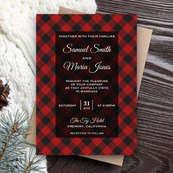 Small Modern Red Buffalo Plaid Wedding Front View