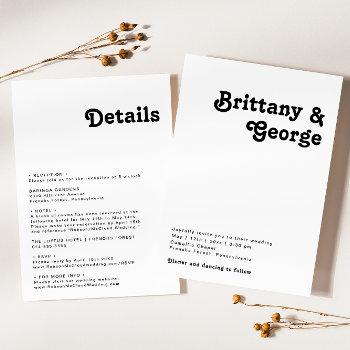 modern retro lettering all in one wedding invitation