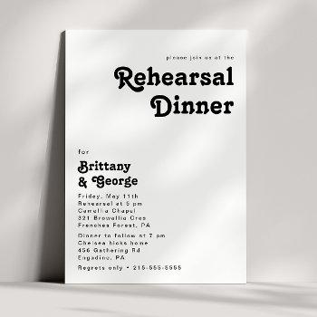 Small Modern Retro Lettering Rehearsal Dinner Front View