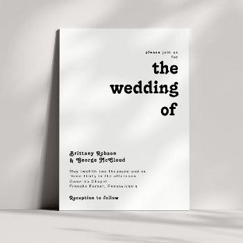 modern retro lettering the wedding of invitation