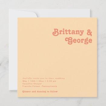 modern retro | orange cream square wedding invitation